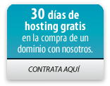 30 días de hosting gratis en la compra de un dominio con nosotros