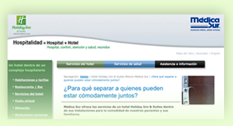 Foto de la interfaz del sitio Holiday Inn and Suites Médica Sur