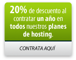 20 porciento de descuento en todos nuestros planes de hosting